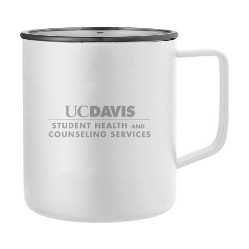  Rover Camp Vacuum Insulated White Mug 14oz - UC Davis Student Health and Counseling Services CenteredEngraved