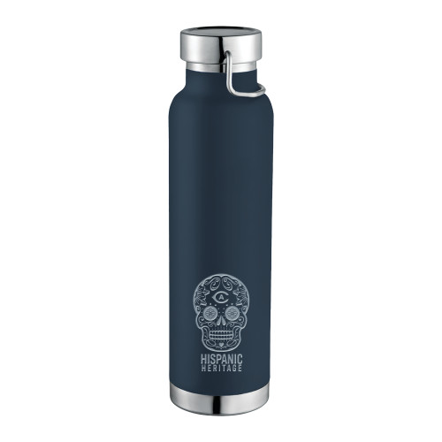  Thor Copper Vacuum Insulated Navy Bottle 22oz - UC Davis Hispanic Heritage Skull Engraved