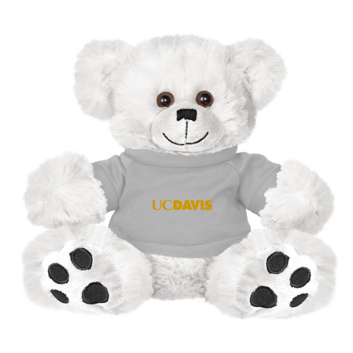  Plush Big Paw 8 1/2 inch White Bear w/Grey Shirt - UC DAVIS