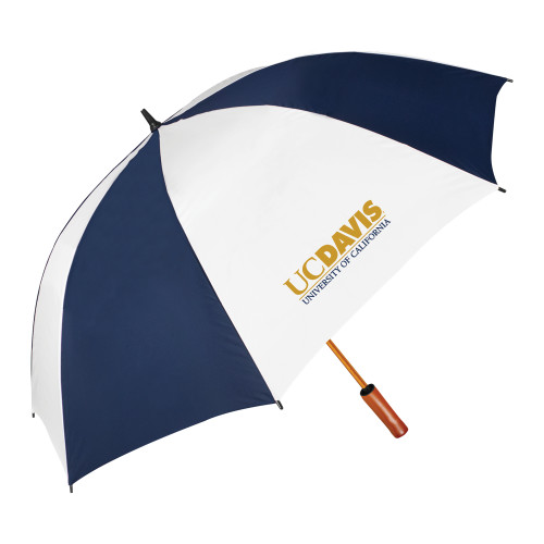  64 Inch Navy/White Umbrella - UC DAVIS U of C