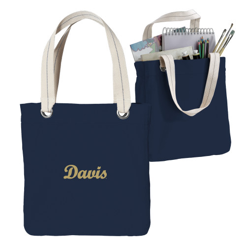  Allie Navy Canvas Tote - Script Davis