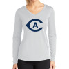 Thumbnail image for  Womens White Performance Long Sleeve V Neck Shirt