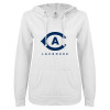 Thumbnail image for  ENZA Womens White V Notch Raw Edge Fleece Hoodie