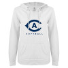 Thumbnail image for  ENZA Womens White V Notch Raw Edge Fleece Hoodie