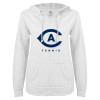 Thumbnail image for  ENZA Womens White V Notch Raw Edge Fleece Hoodie