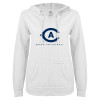 Thumbnail image for  ENZA Womens White V Notch Raw Edge Fleece Hoodie