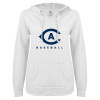 Thumbnail image for  ENZA Womens White V Notch Raw Edge Fleece Hoodie