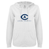 Thumbnail image for  ENZA Womens White V Notch Raw Edge Fleece Hoodie