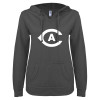 Thumbnail image for  ENZA Womens Dark Heather V Notch Raw Edge Fleece Hoodie