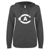 Thumbnail image for  ENZA Womens Dark Heather V Notch Raw Edge Fleece Hoodie