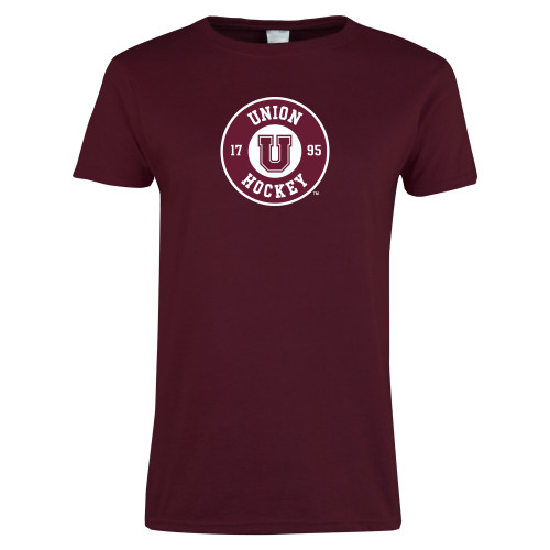  Womens Maroon Short Sleeve Tee - Union Hockey 1795
