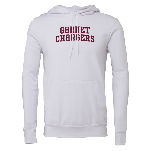  Bella + Canvas White Fleece Hood - Arched Garnet Chargers