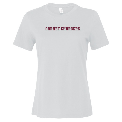  Bella + Canvas Womens White Relaxed Cotton T Shirt - Garnet Chargers Flat Wordmark