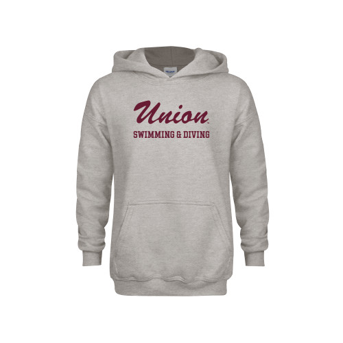  Youth Grey Fleece Hood - Union Script - Swimming and Diving