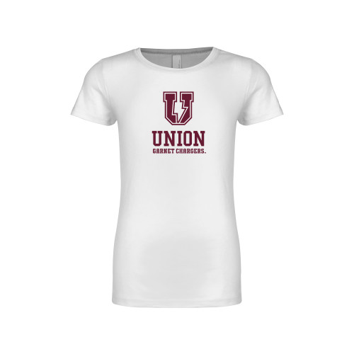  Next Level Girls White Fashion Fit T Shirt - Bolt U Lock up Mark