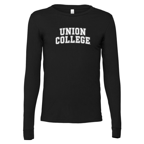  Bella + Canvas Black Jersey Cotton Long Sleeve T Shirt - Union College Athletic Word Mark