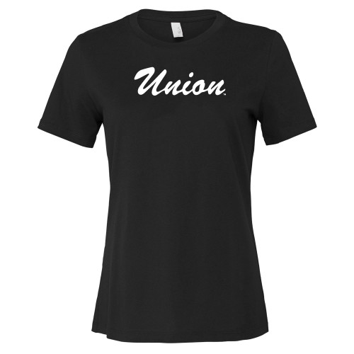 Bella + Canvas Womens Black Relaxed Cotton T Shirt - Union Script