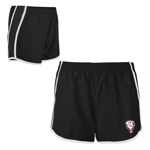  Womens Black/White Team Short - Charger - Mascot Head
