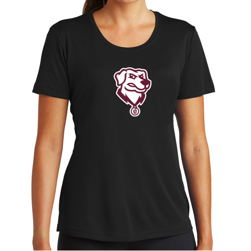 Womens Black Performance Tee - Charger - Mascot Head