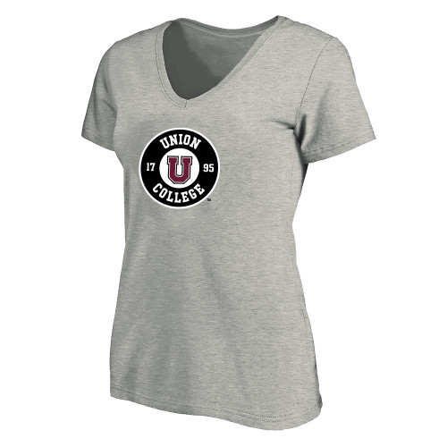  Womens Plus Heather Grey V Neck T Shirt - Primary Athletic Mark