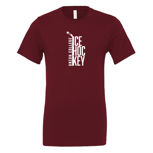  Bella + Canvas Maroon Jersey Cotton T Shirt - Union College Ice Hockey