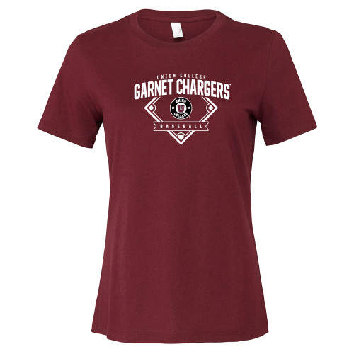  Bella + Canvas Womens Maroon Relaxed Cotton T Shirt - Garnet Chargers Baseball