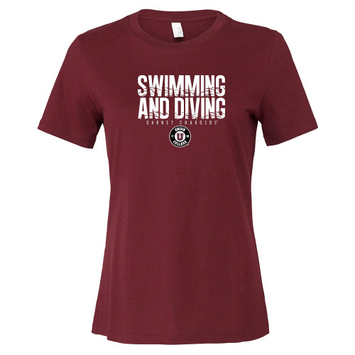  Bella + Canvas Womens Maroon Relaxed Cotton T Shirt - Garnet Chargers Swimming and Diving
