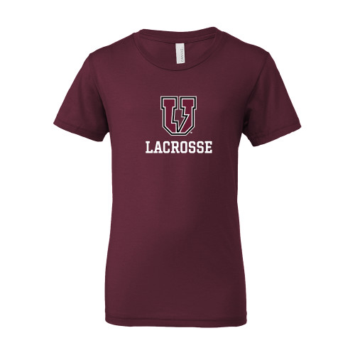  Bella + Canvas Youth Maroon Jersey T Shirt - Bolt U Mark - Lacrosse