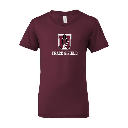  Bella + Canvas Youth Maroon Jersey T Shirt - Bolt U Mark - Track and Field