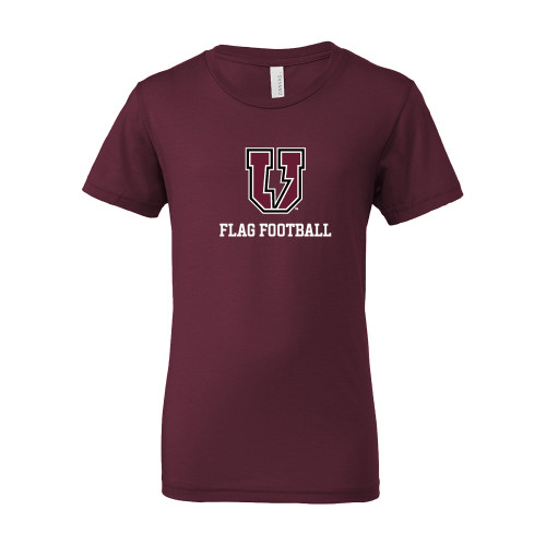  Bella + Canvas Youth Maroon Jersey T Shirt - SBolt U Mark - Flag Football