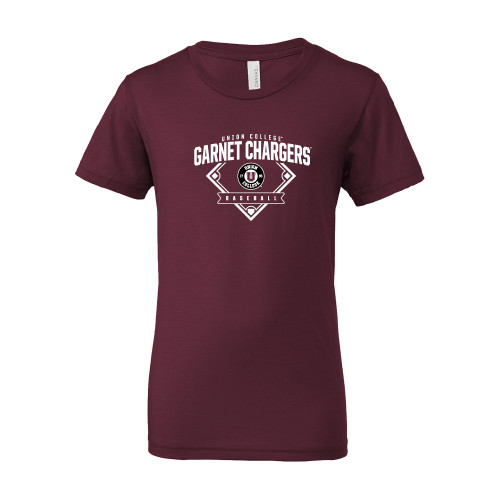  Bella + Canvas Youth Maroon Jersey T Shirt - Garnet Chargers Baseball