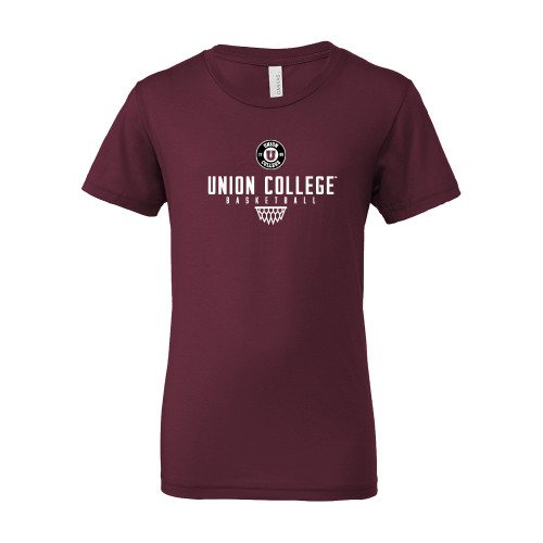  Bella + Canvas Youth Maroon Jersey T Shirt - Union College Basketball