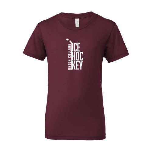  Bella + Canvas Youth Maroon Jersey T Shirt - Union College Ice Hockey