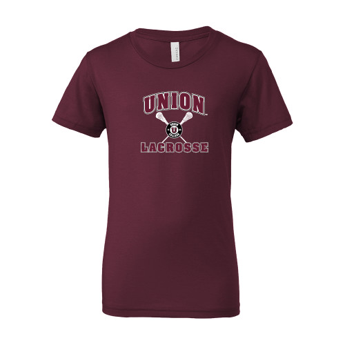  Bella + Canvas Youth Maroon Jersey T Shirt - Union Lacrosse
