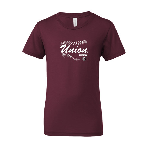  Bella + Canvas Youth Maroon Jersey T Shirt - Union Softball