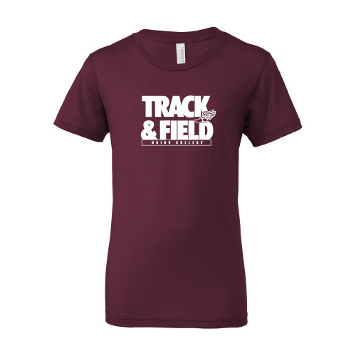  Bella + Canvas Youth Maroon Jersey T Shirt - Union College Track and Field