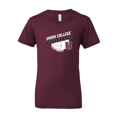  Bella + Canvas Youth Maroon Jersey T Shirt - Union College Volleyball