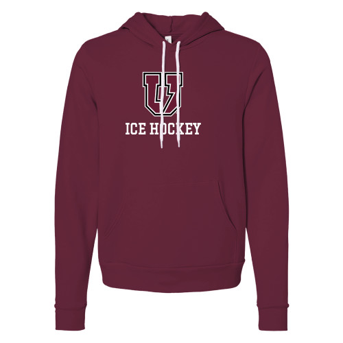  Bella + Canvas Maroon Fleece Hood - Bolt U Mark - Ice Hockey