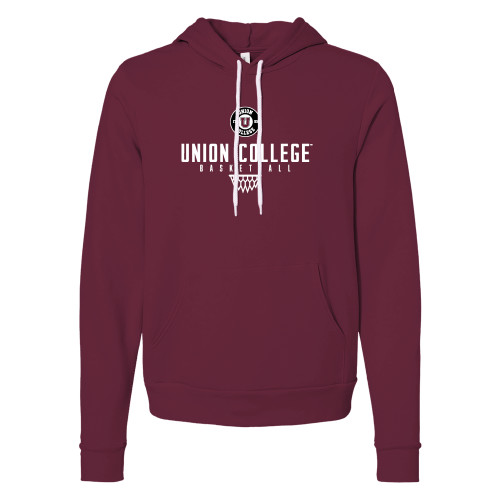  Bella + Canvas Maroon Fleece Hood - Union College Basketball