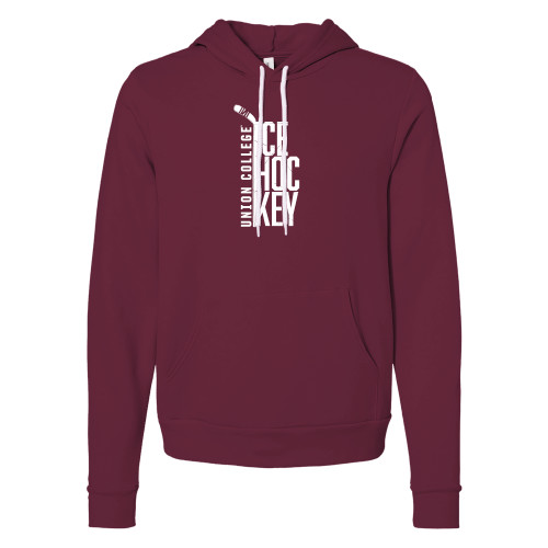  Bella + Canvas Maroon Fleece Hood - Union College Ice Hockey