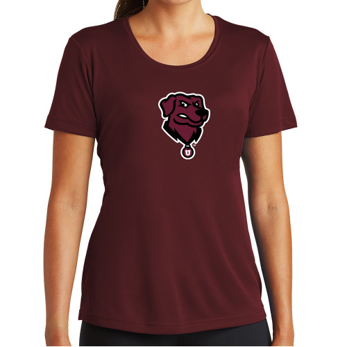  Womens Maroon Performance Short Sleeve Tee - Charger - Mascot Head