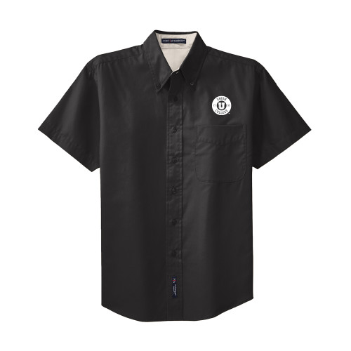  Black Twill Button Down Short Sleeve - UCO Primary Athletic Mark