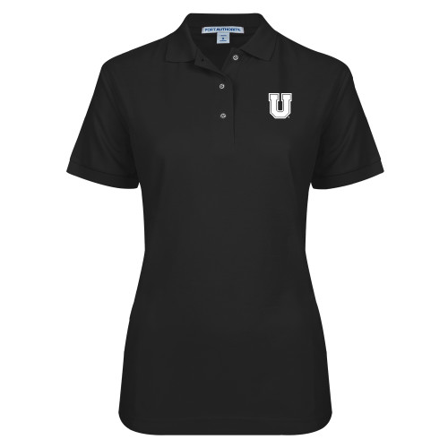  Womens Silk Touch Black Pique Polo - U Mark