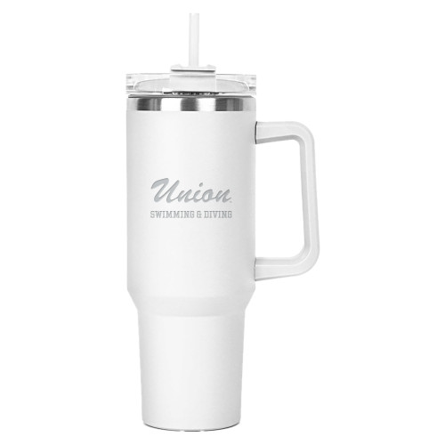  Hippo White Mug & Straw Lid with Twist Closure 40 oz - Union Script - Swimming and Diving
