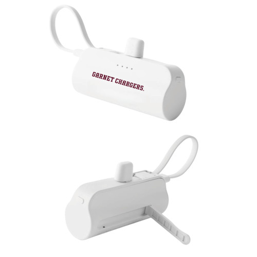  Sidekick White 4500 mAh Power Bank - Garnet Chargers Flat Wordmark