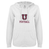 Thumbnail image for  ENZA Womens White V Notch Raw Edge Fleece Hoodie