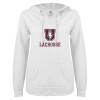 Thumbnail image for  ENZA Womens White V Notch Raw Edge Fleece Hoodie
