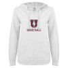 Thumbnail image for  ENZA Womens White V Notch Raw Edge Fleece Hoodie
