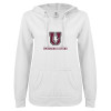 Thumbnail image for  ENZA Womens White V Notch Raw Edge Fleece Hoodie