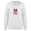 Thumbnail image for  ENZA Womens White V Notch Raw Edge Fleece Hoodie